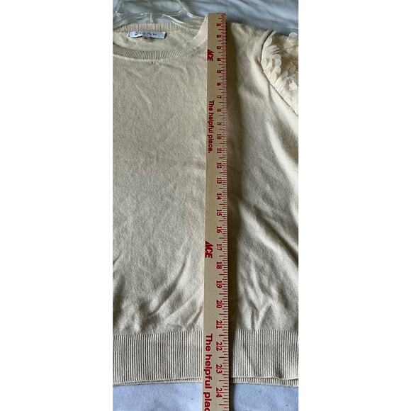 Siani Milano Ivory High Neck Sweater With Embellished Statement Sleeves Size Lg - Picture 4 of 11